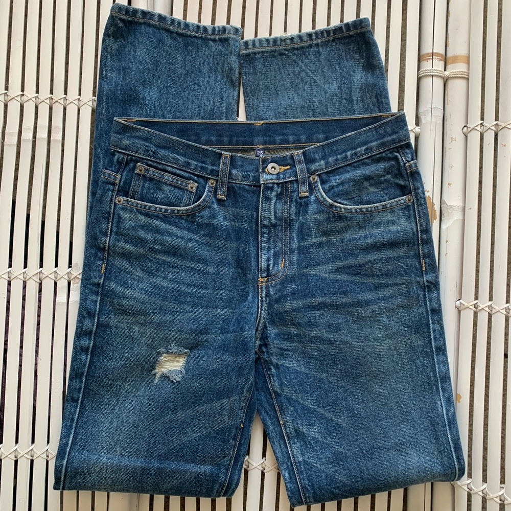Carmar Abbott Distressed Straight Leg Blue Jeans